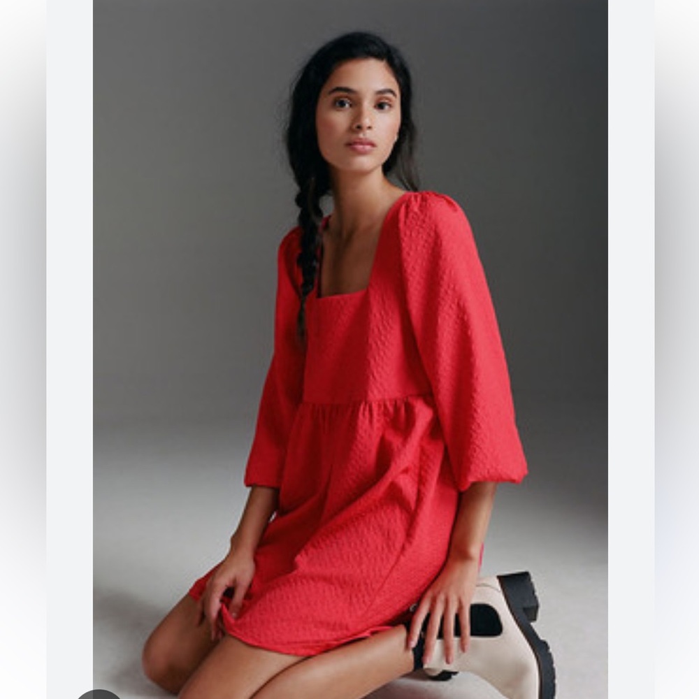 Anthropologie Red Mini Dress